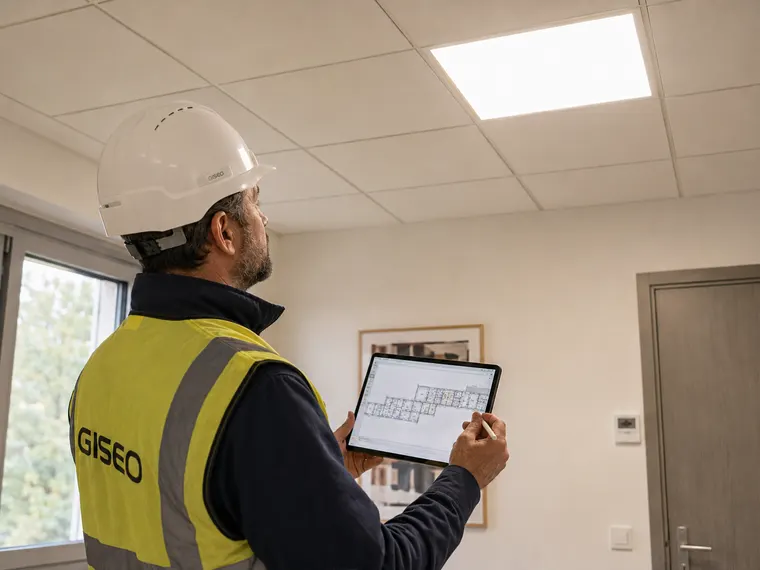Relevé d’un faux-plafond et de ses luminaires encastrés